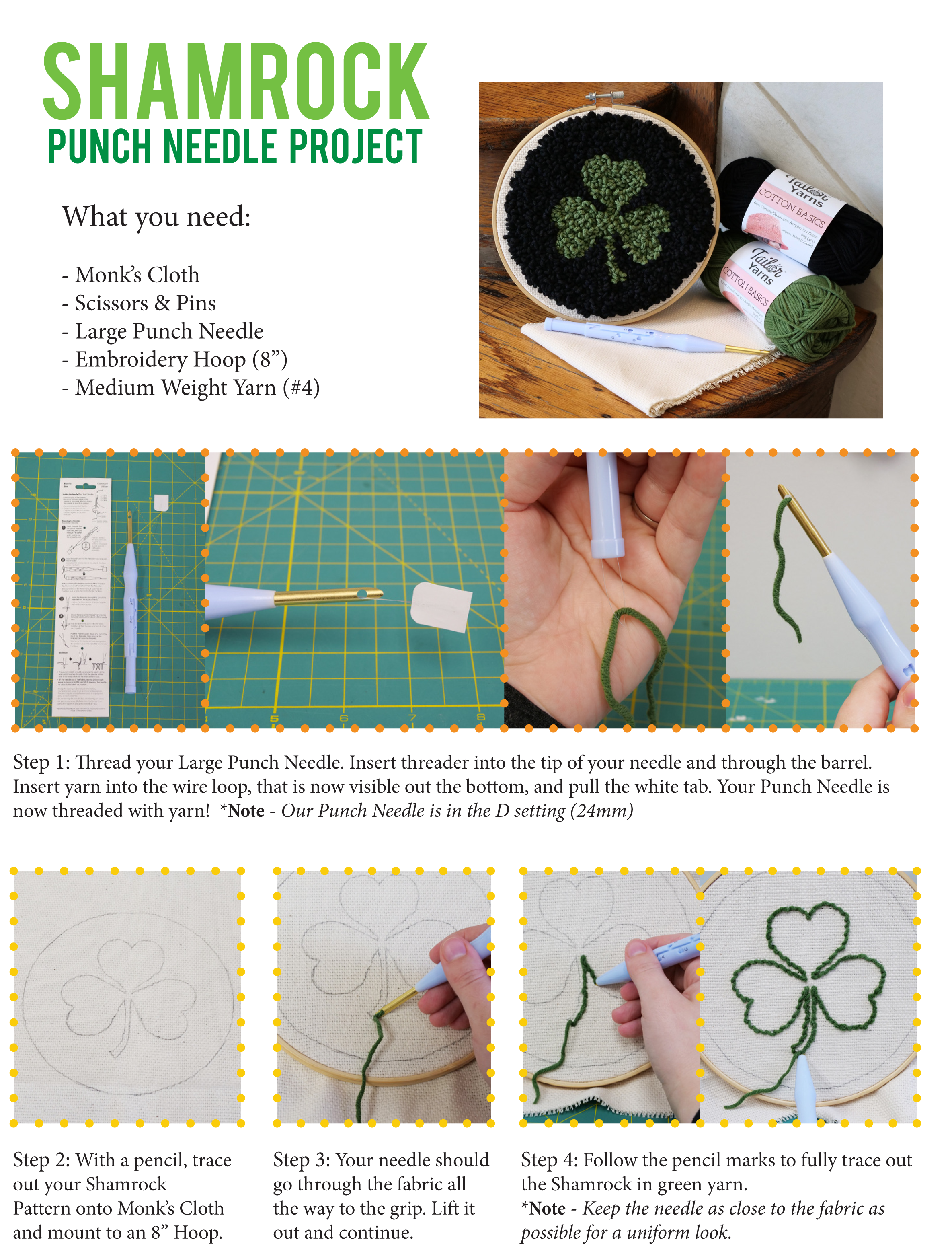 Steps to create your Shamrock Punch Needle
