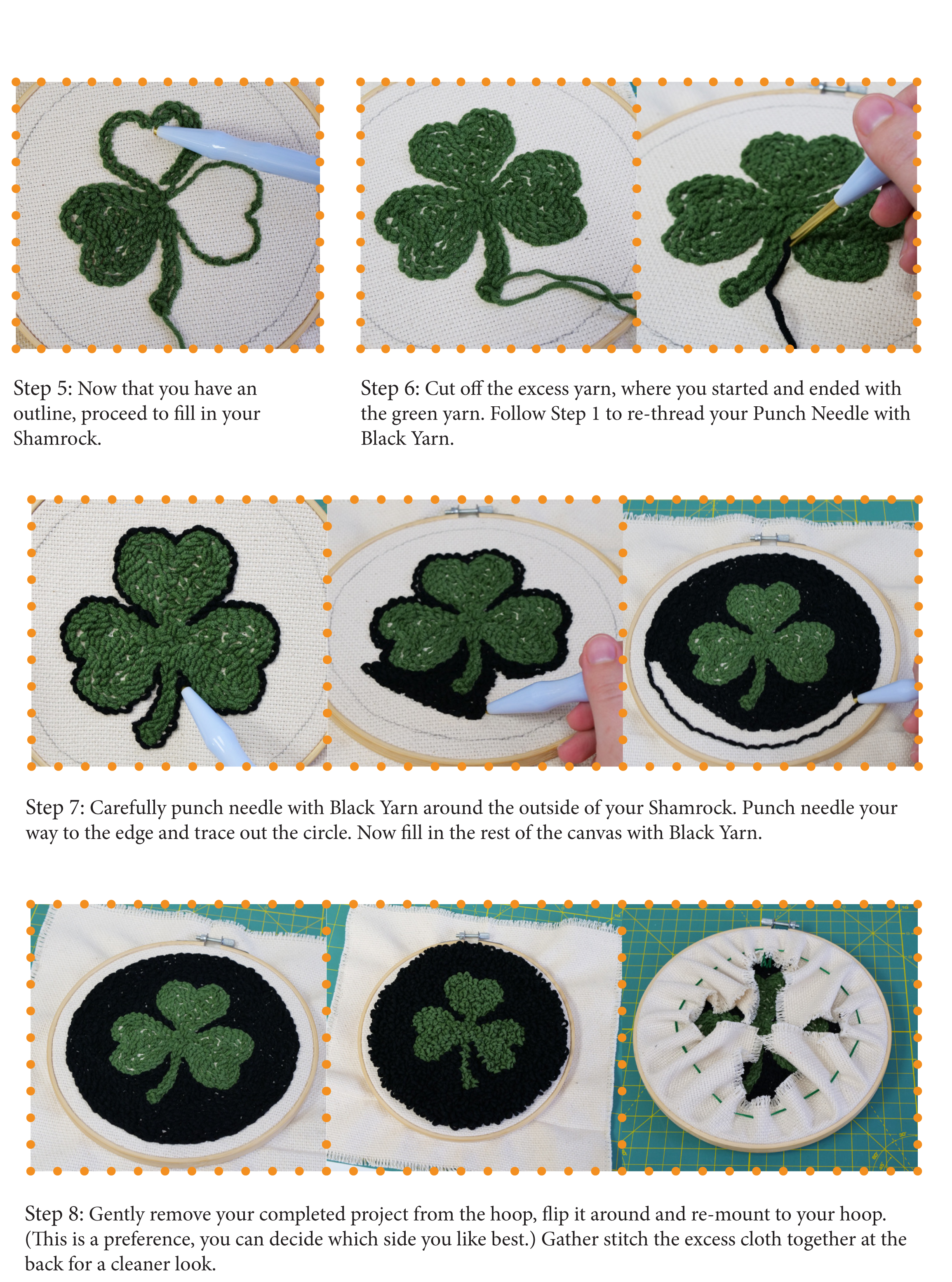 Steps to create your Shamrock Punch Needle