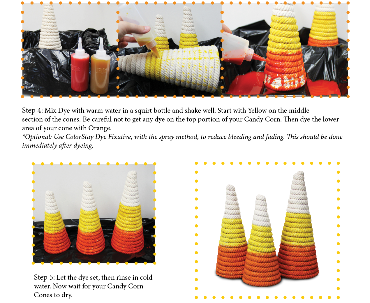 Second set of steps to creating your own Candy Corn Cones