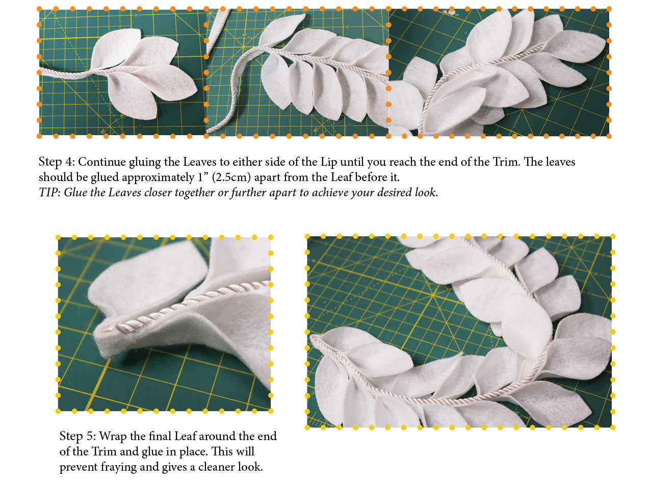 Second set of steps to creating your own Felt Leaf Garland