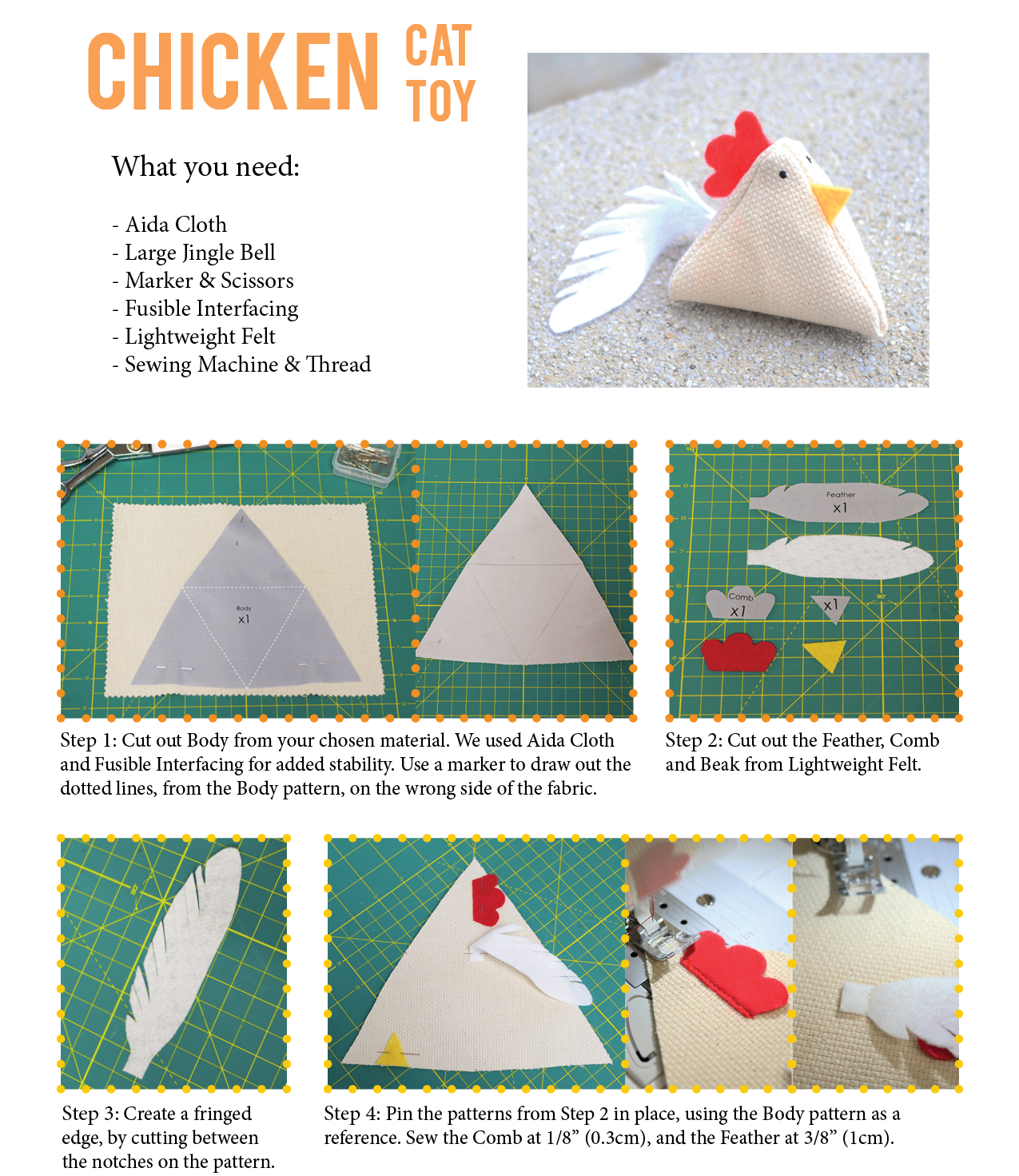Steps to create your DIY Chicken Cat Toy