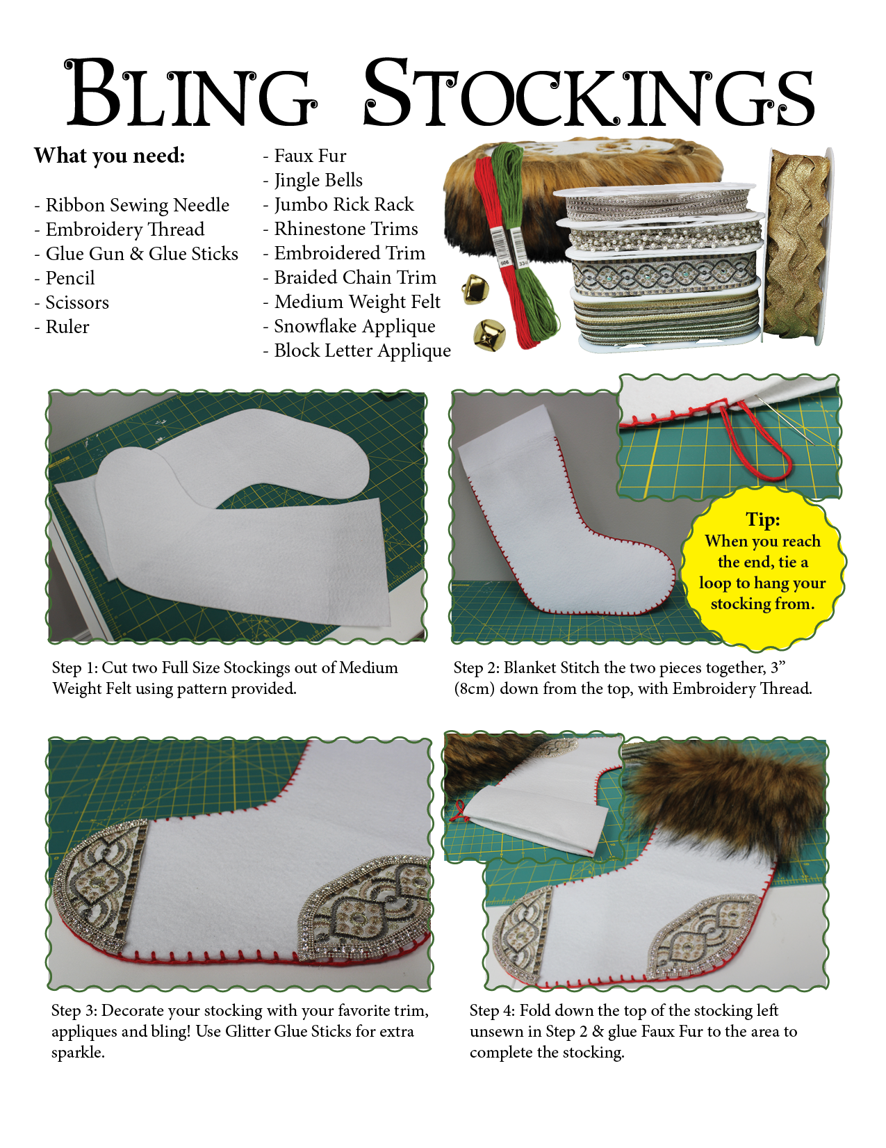 Four steps to creating your Christmas bling stockings