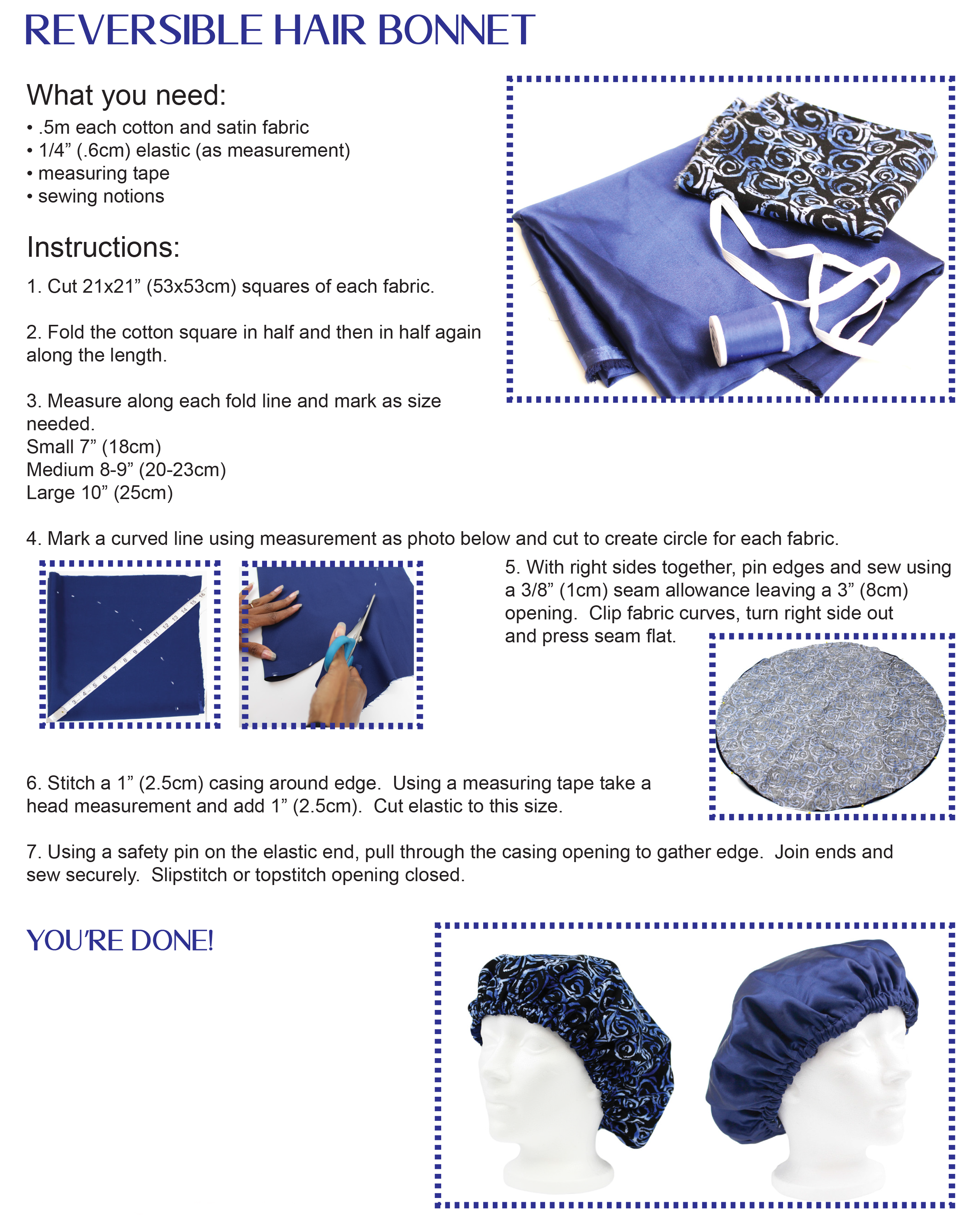 7 steps to create your reversible bonnet