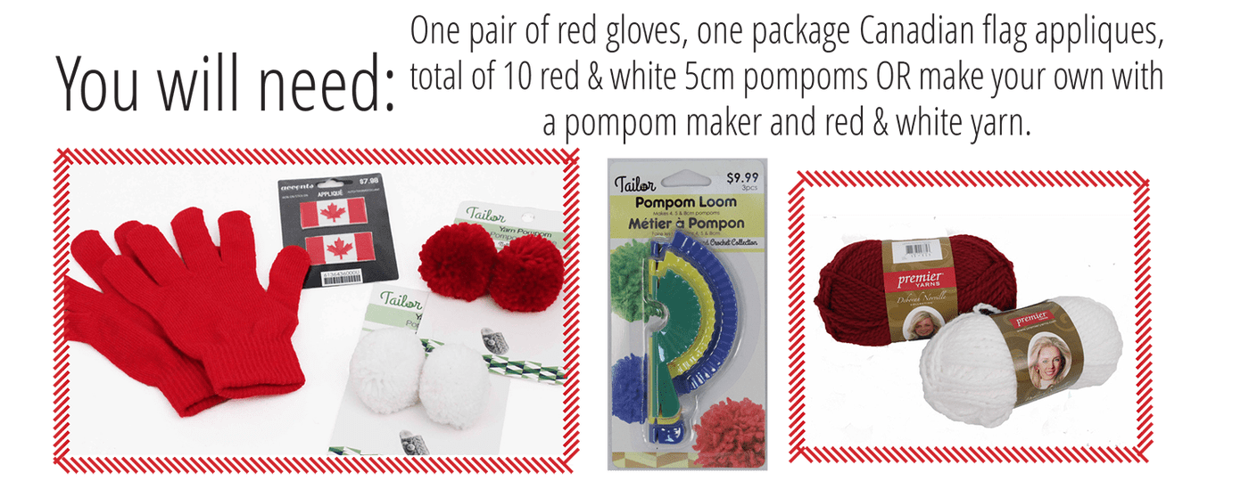 Materials to create fun & easy-to-make cheer gloves