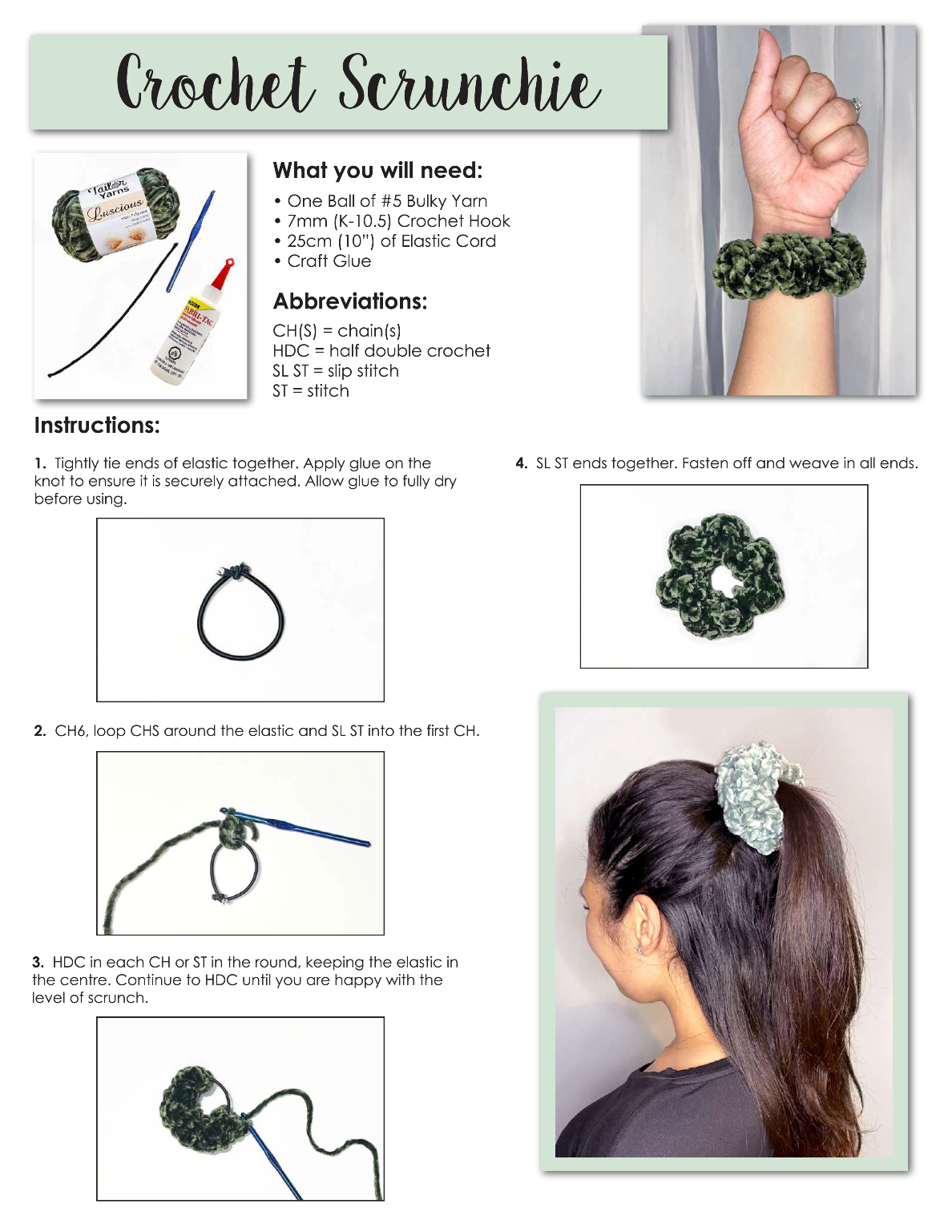 Steps to create your DIY mcrocket scrunchie
