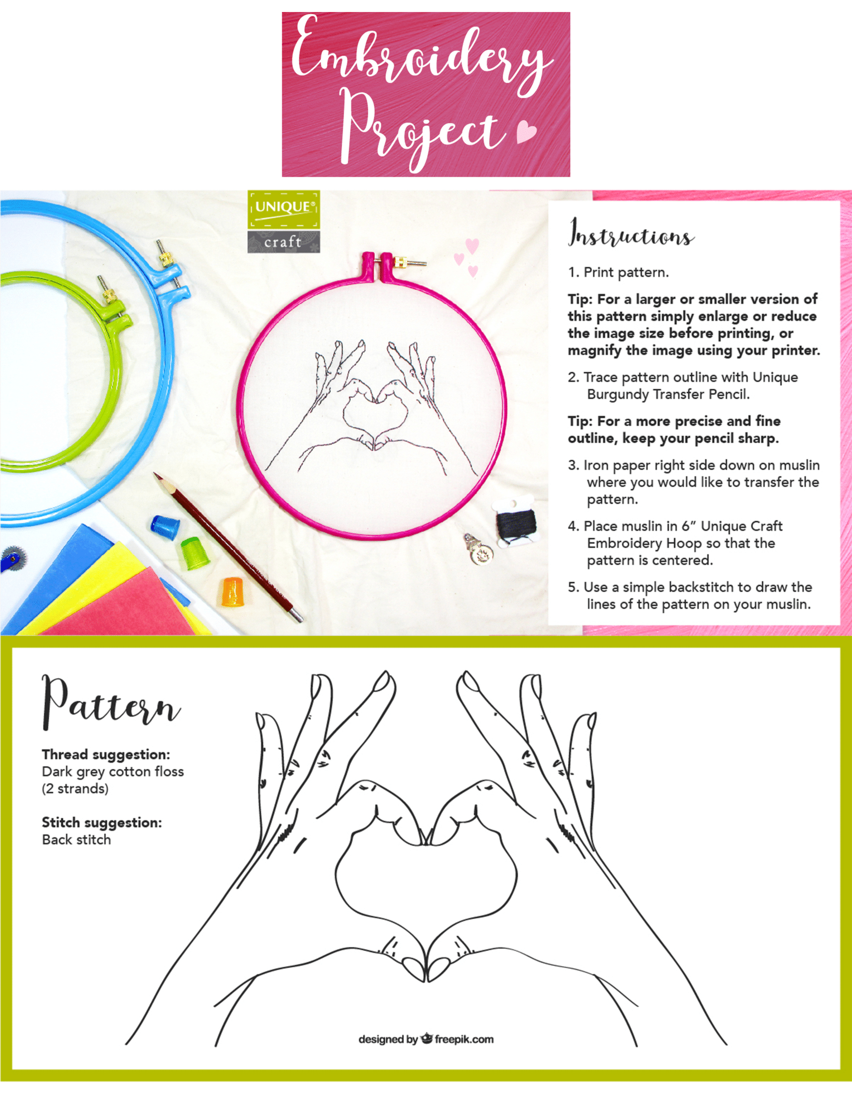 Steps to start hand embroidery and embroidery pattern