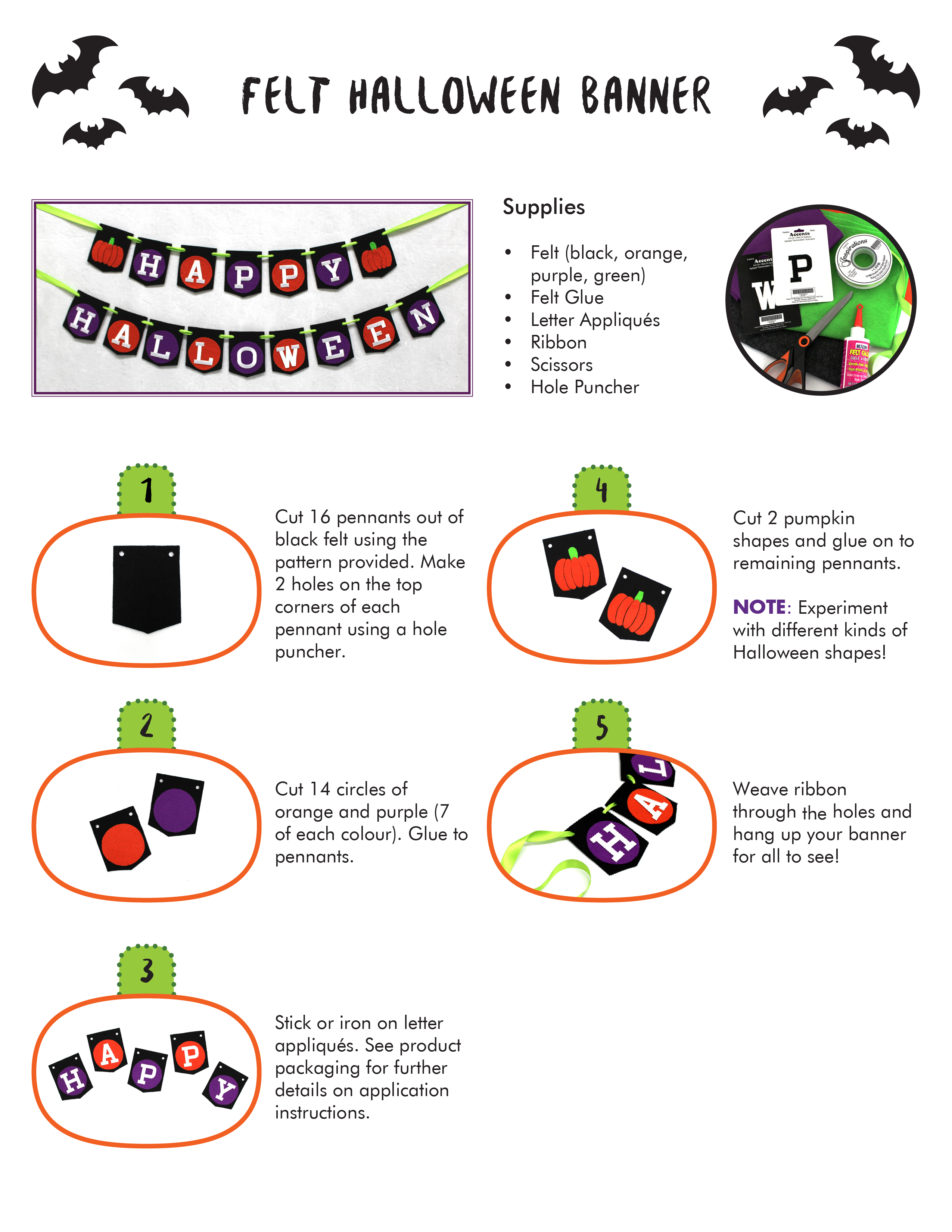 Steps to create your felt halloween banner