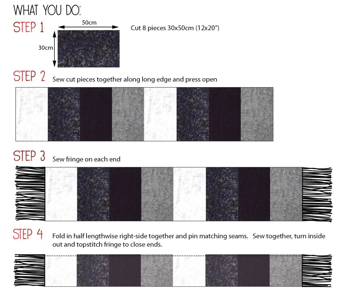 4 Steps to create your own no-sew fabric coil basket.