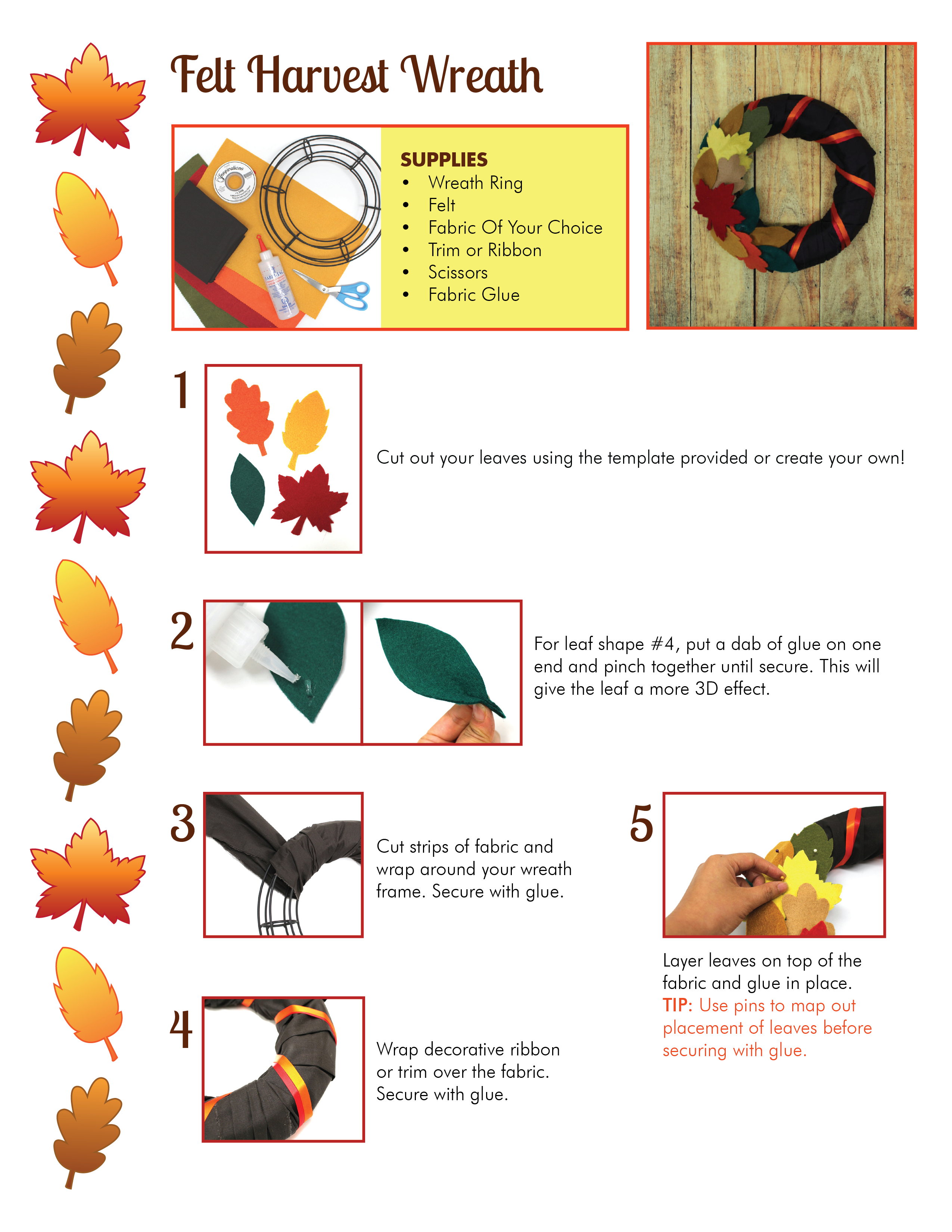 Steps to make your own felt harvest wreath