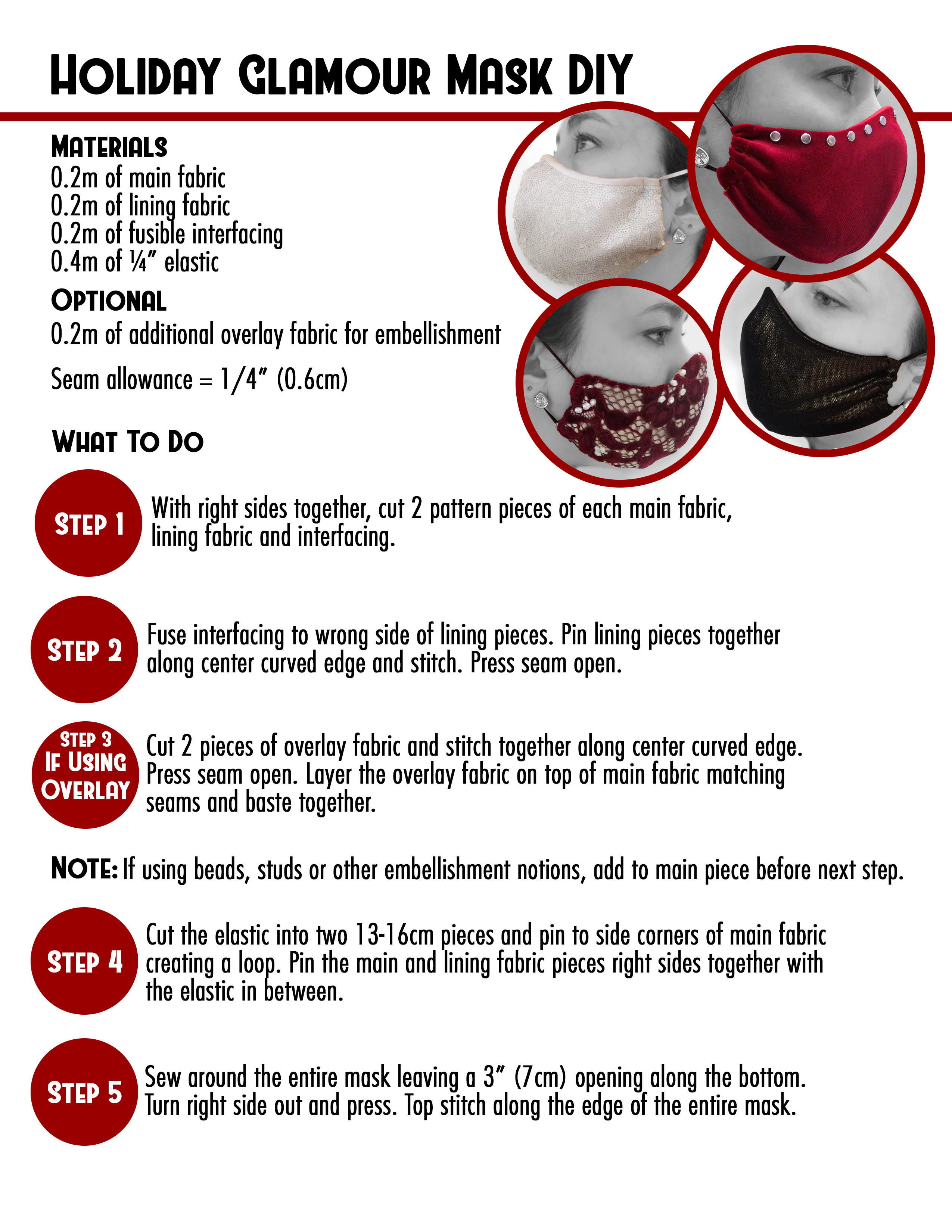 Steps to create your Holiday Glamour Mask