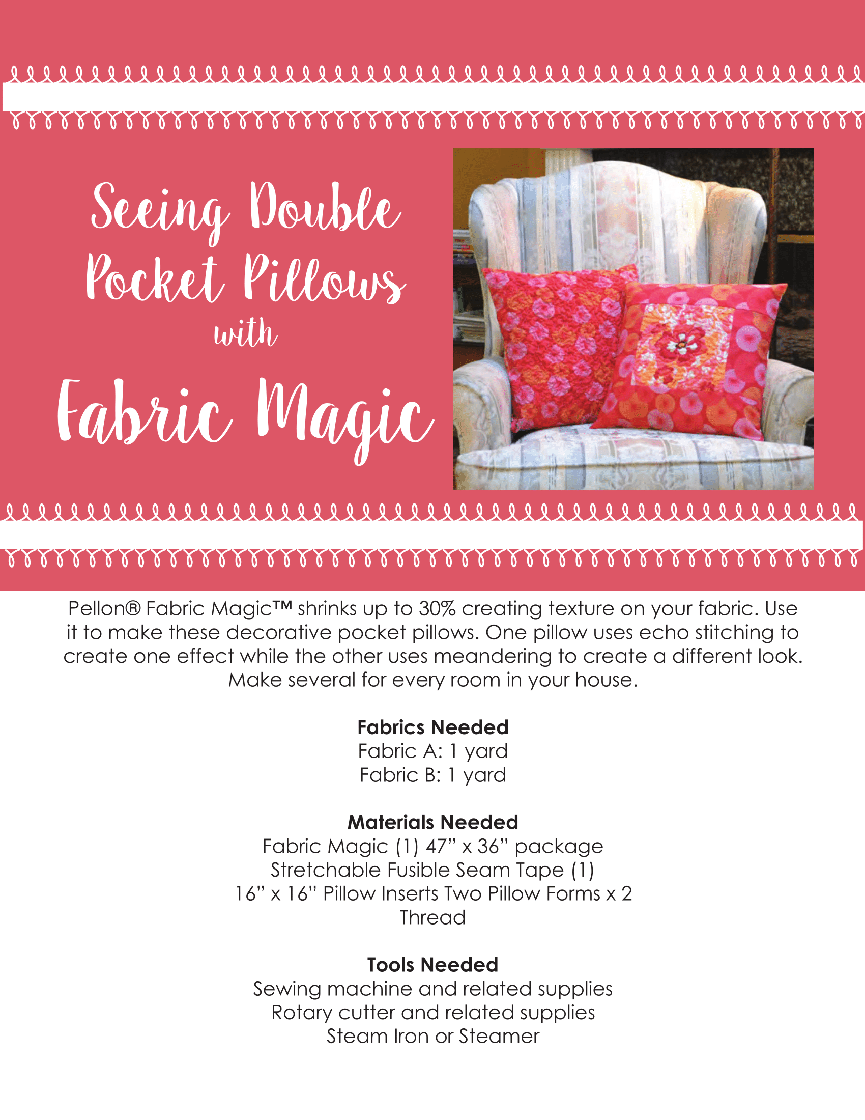 Tools & materials required to make a pocket pillow