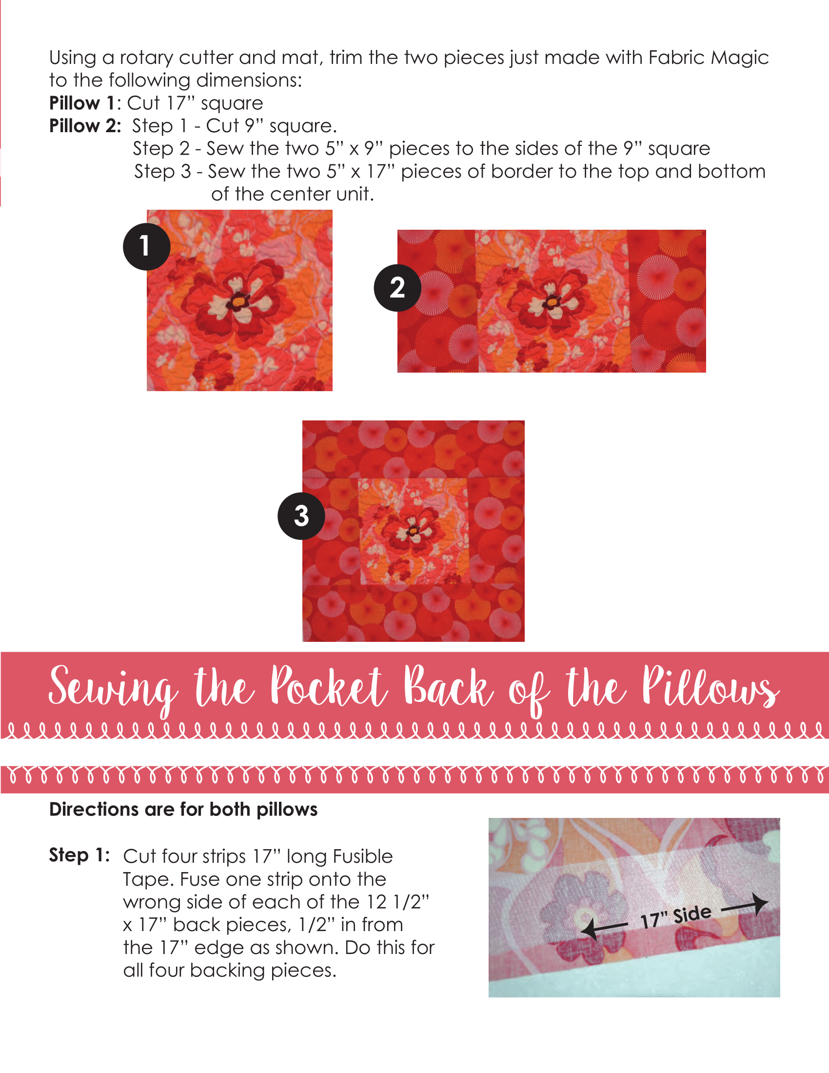 Steps on sewing the pocket back of the pocket pillows
