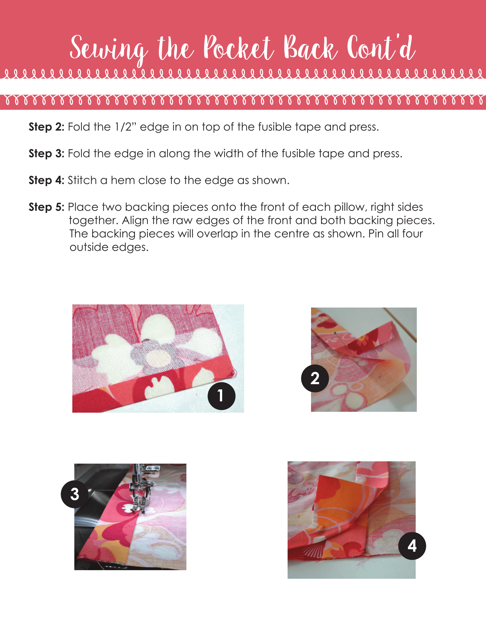 Steps on sewing the pocket back of the pocket pillows