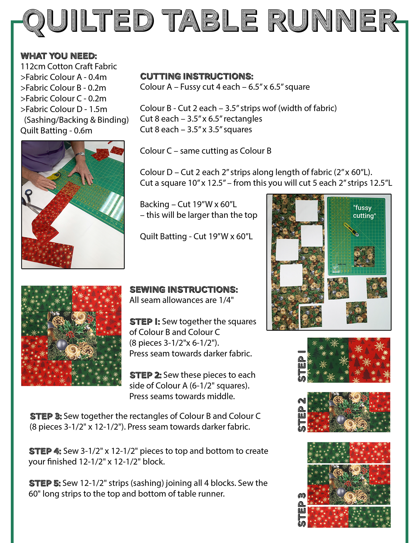 First five steps to creating your quilted table runner