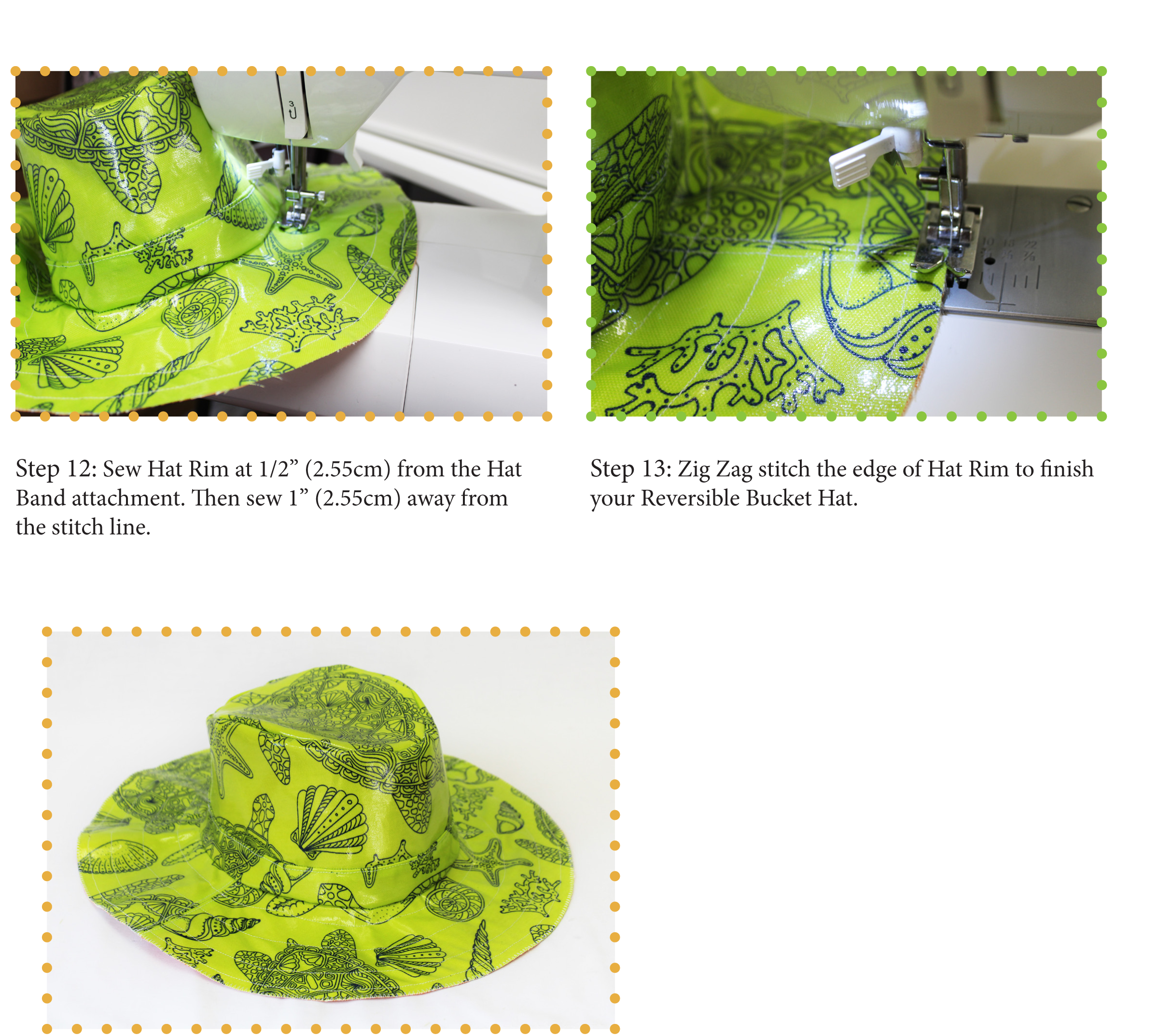 Last set of steps to creating your own  reversible bucket hat