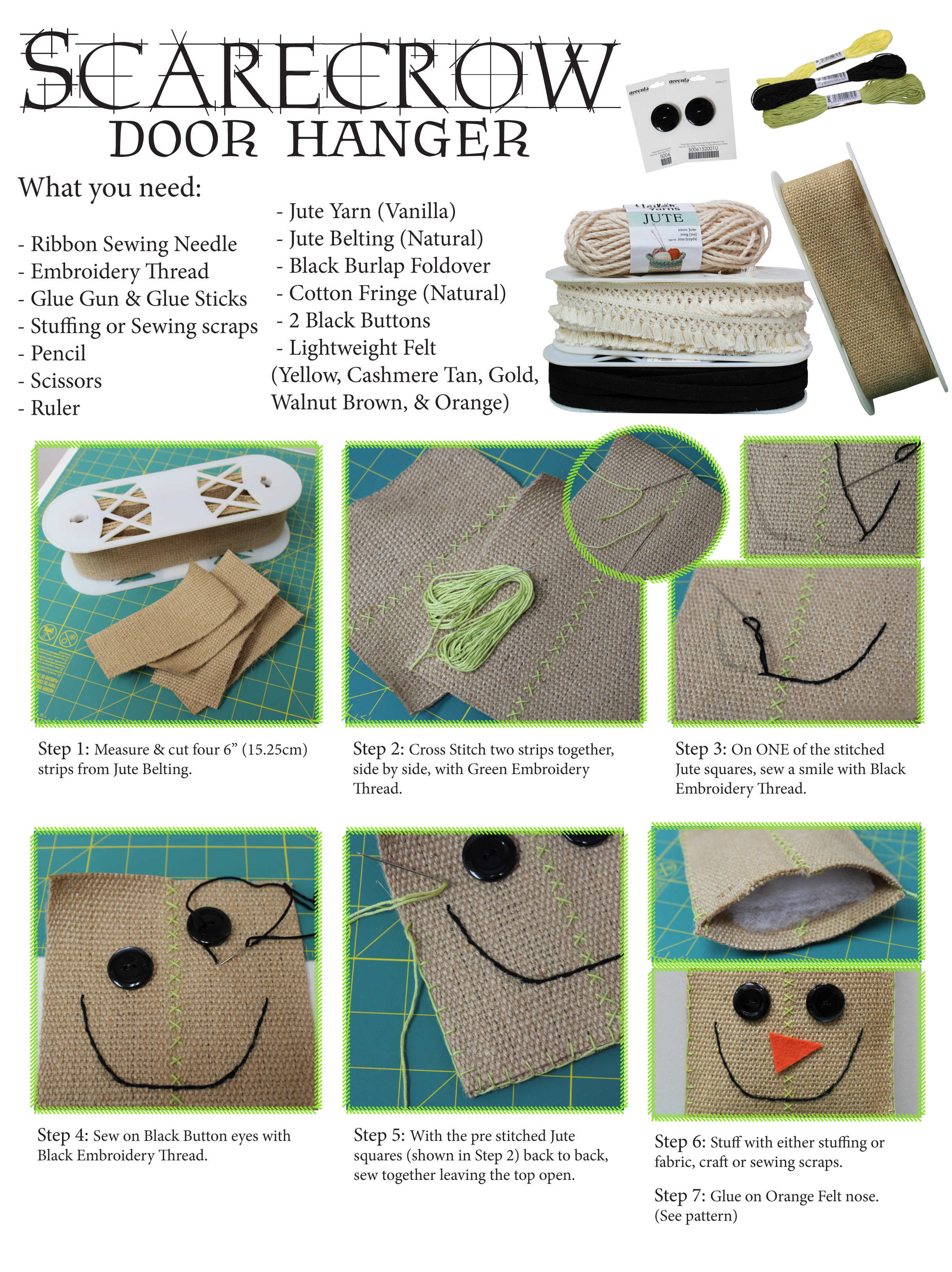 Steps to create your DIY Scarecrow Door Hanger