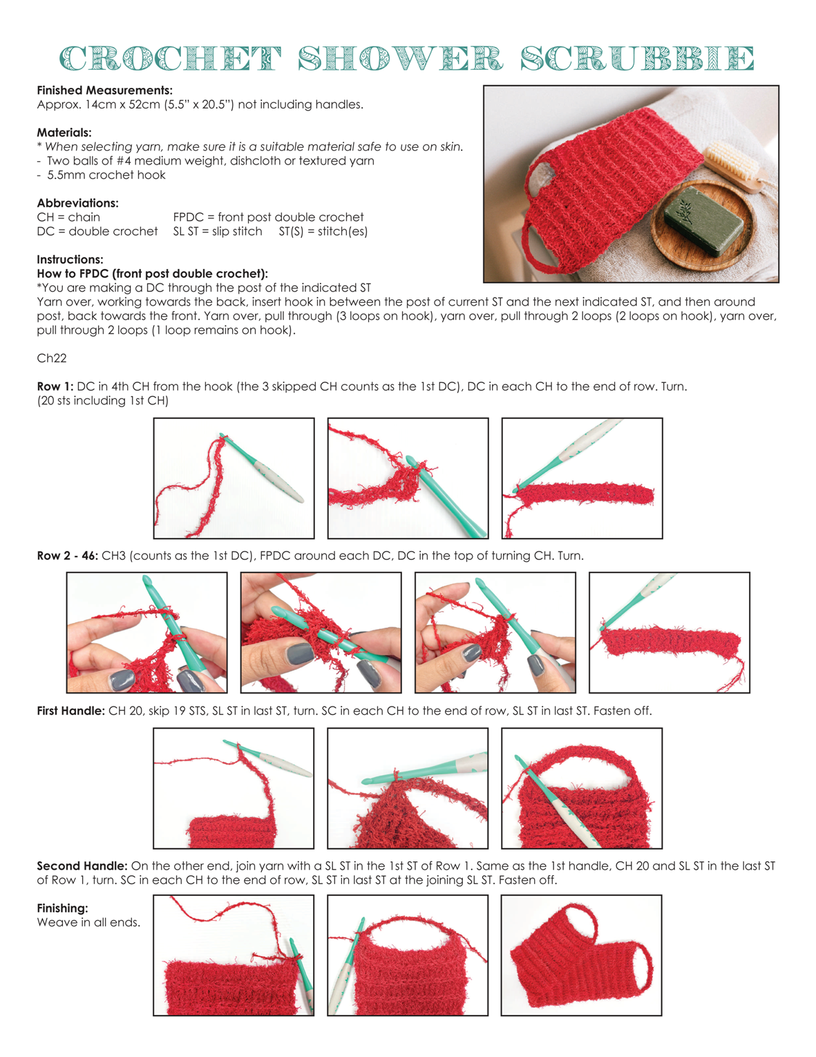 Steps to create your DIY Shower Scrubbie