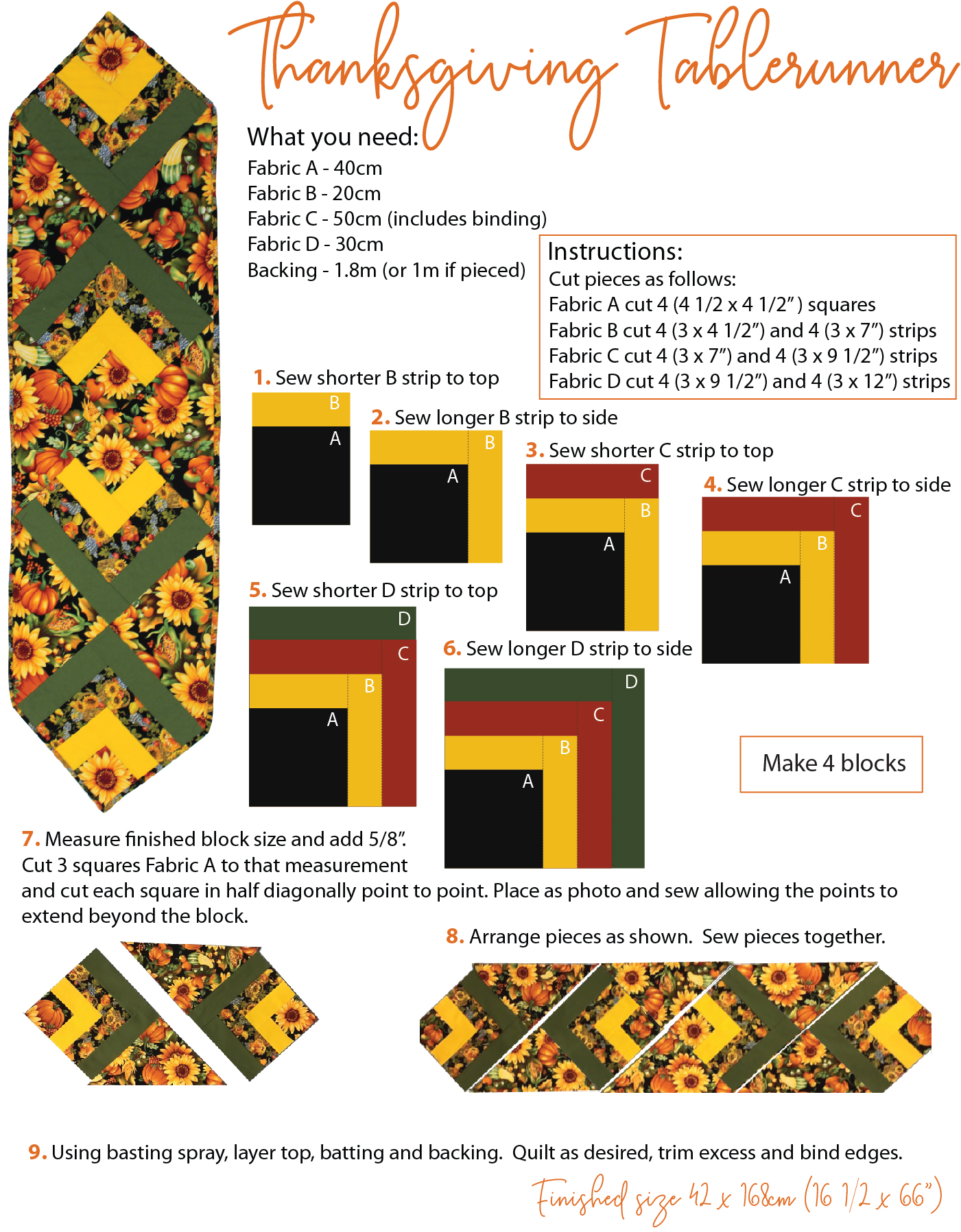 Steps to create your tablerunner